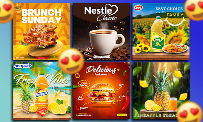 create 40 post designs for your social media, poster design