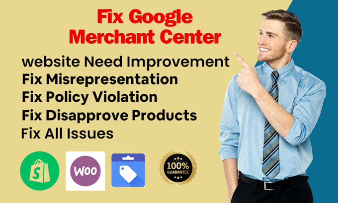 reactive and fix google merchant center misrepresentation