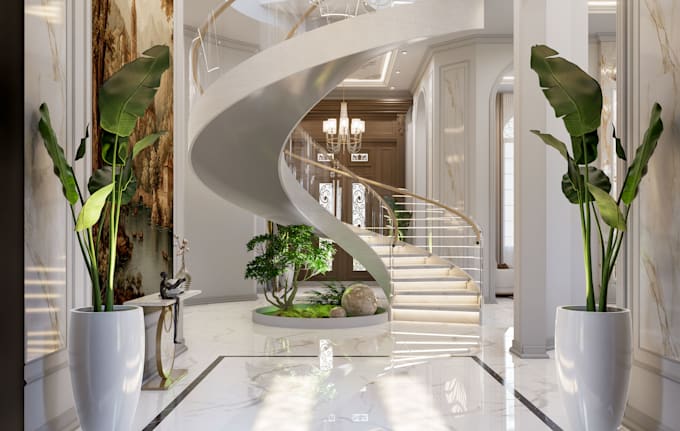 design  staircase with realistic 3d render