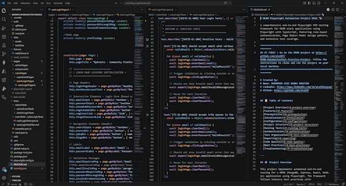 do playwright QA pom e2e test automation by ts js with prompt and code