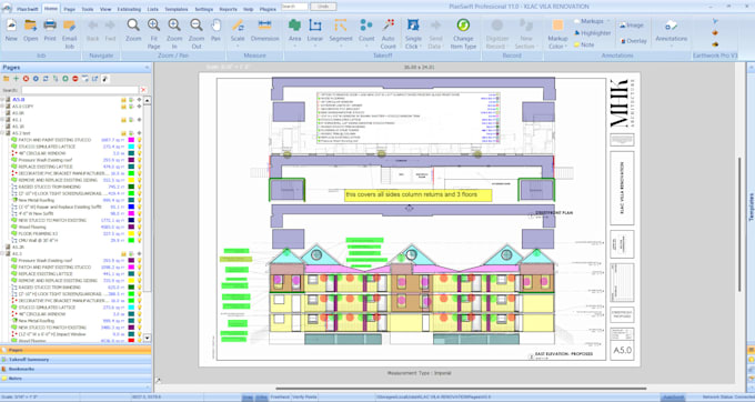 do construction cost estimation and material takeoff on bluebeam, planswift
