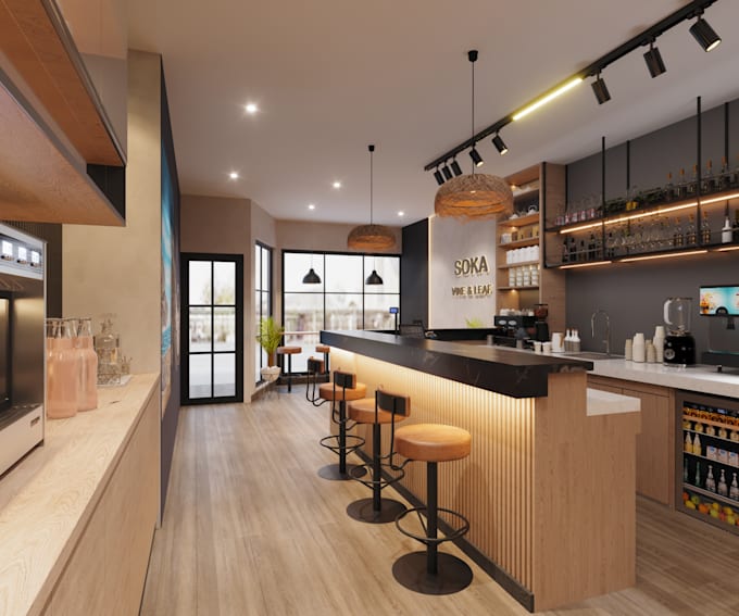 do interior design,3d render for cafe,restaurants, coffee shop,retail stores