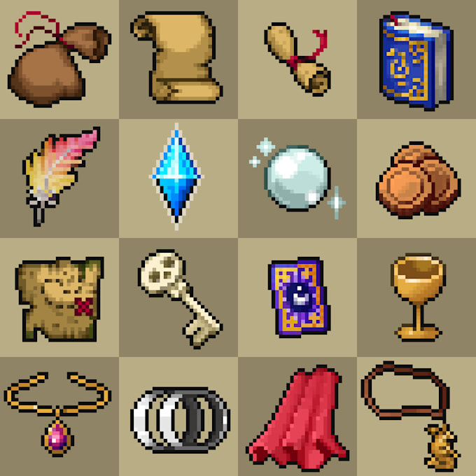 create unique 32 by 32 pixel art icons for your project