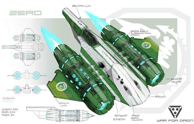 design production quality star wars like space ship concept art