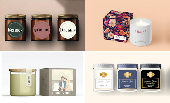 design editable candle label and candle packaging