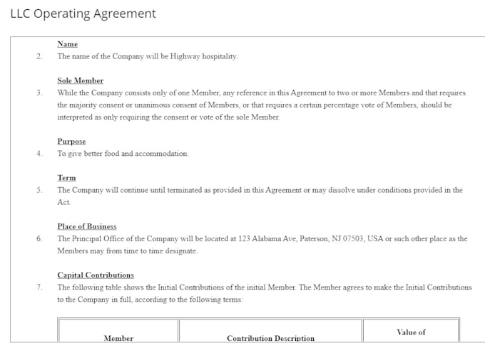 draft comprehensive llc operating agreement
