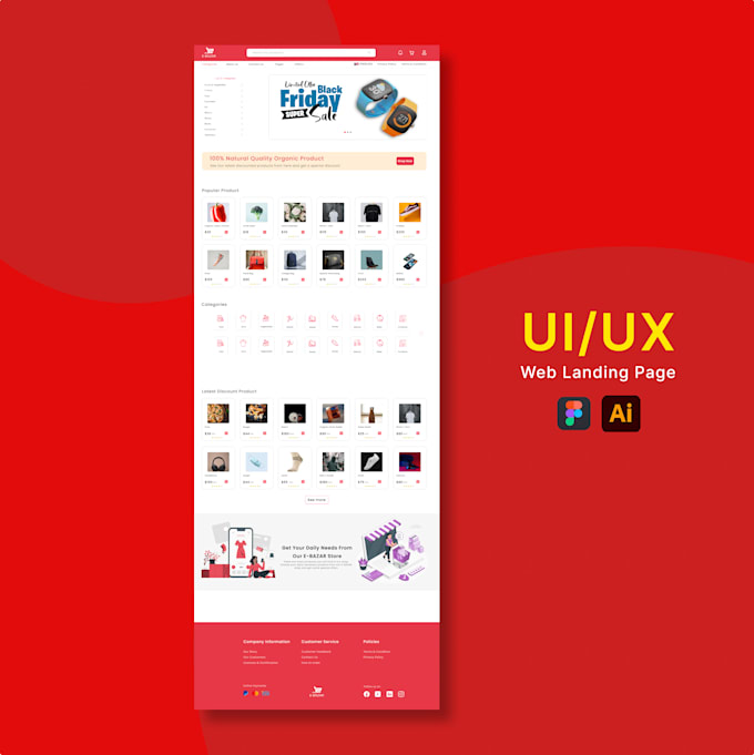Do web landing page ui ux design in figma