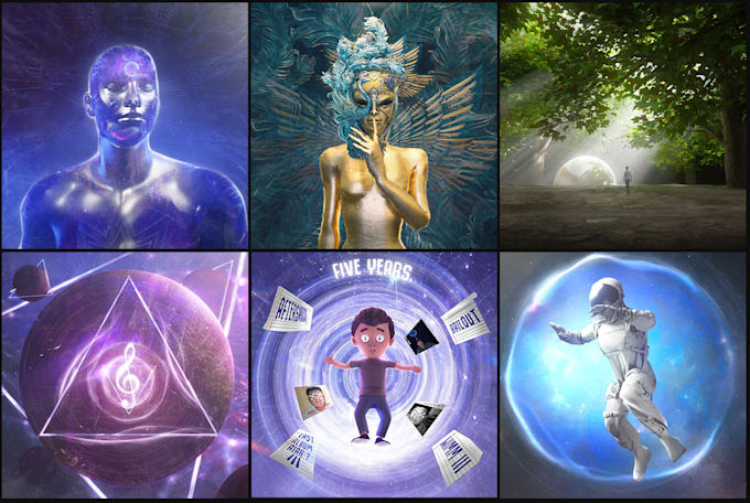 professionally design a creative 3d album cover art