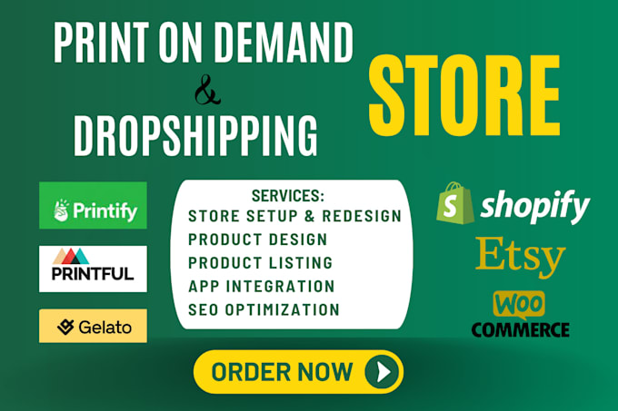 setup shopify print on demand store etsy print on demand store printify printful