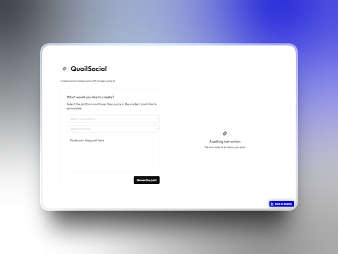 create bubble mvp, fix bubble, bubble api integration