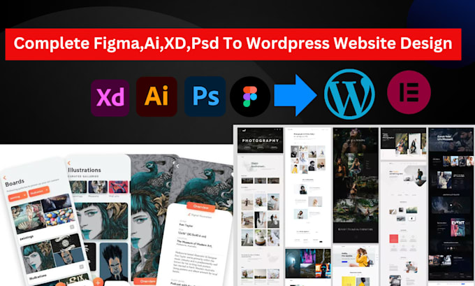 convert figma to wordpress or psd,xd to wordpress using to elementor pro