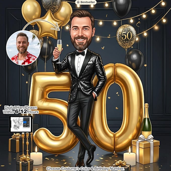 create a personalized birthday caricature gift for any age