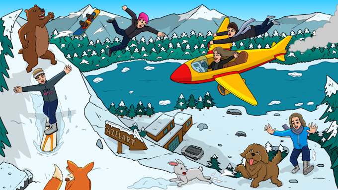 create an epic family or group cartoon illustration