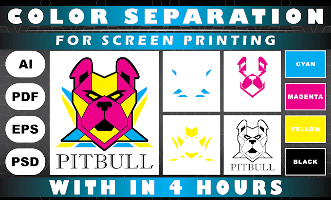 do cmyk, spot and simulated color separation for screen printing