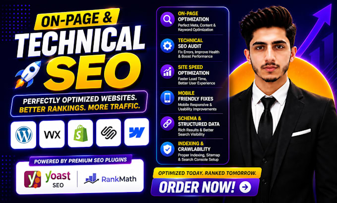 wordpress shopify wix squarespace website onpage technical SEO rank math yoast