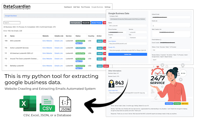 do web scraping, data mining, and web scraper with python