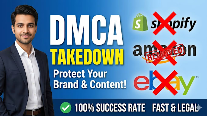 do dmca takedown to remove copyright infringement on amazon, shopify, ebay,etsay