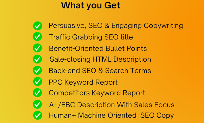 write SEO amazon listing product description, backend, rank on page 1