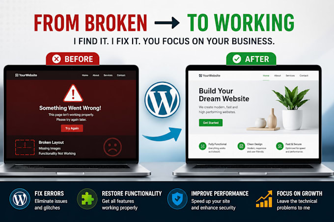 fix wordpress issues, errors and website problems
