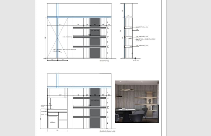 draw furniture plan , section and elevation in 2d autocad