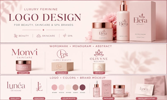 design a luxury feminine logo for your beauty, spa or skincare brand