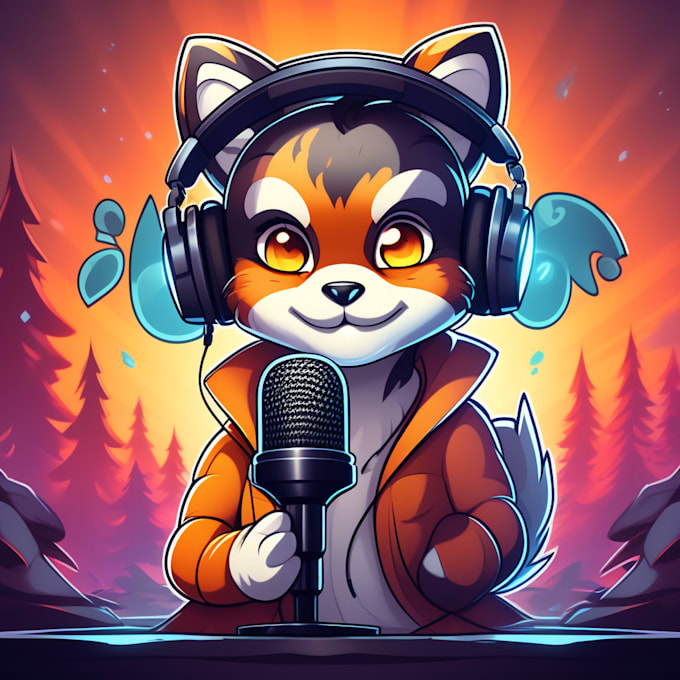 draw a unique mascot or cartoon podcast logo