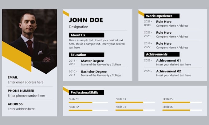 do professional resume design, CV design in editable format