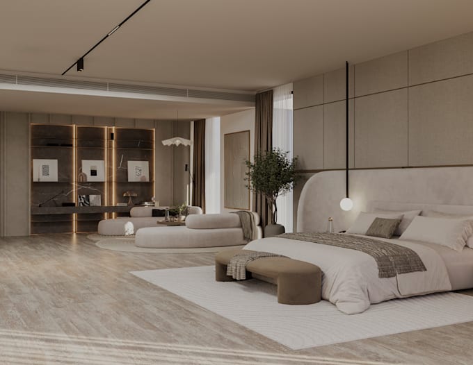 create bedroom interior design and high quality renders