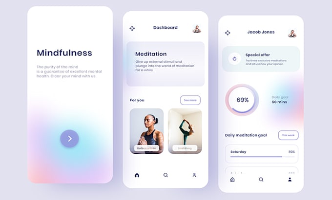 develop meditation app, affirmation app, gym app