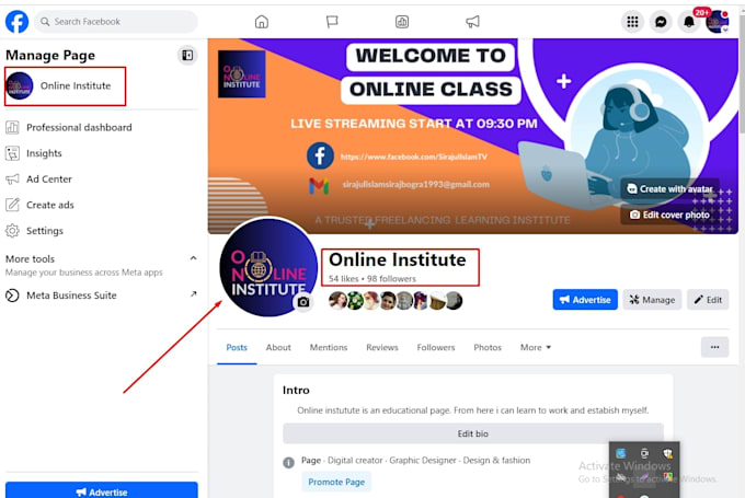 do professional facebook page creation and setup