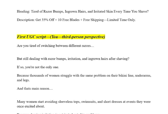 do vsl and ugc script writing copy for youtube, meta ads, tiktok, and insta reel