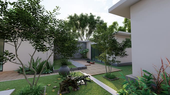 do courtyard design for a modern luxury house