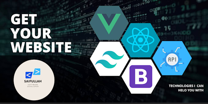 Create and design website and portfolio with react, vue and tailwind by ...