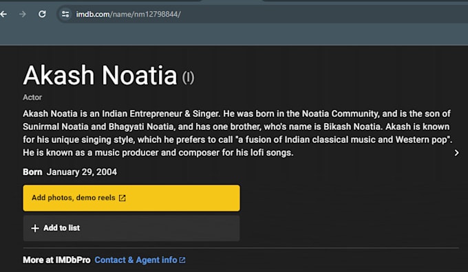 create imdb page for your personal or project or film