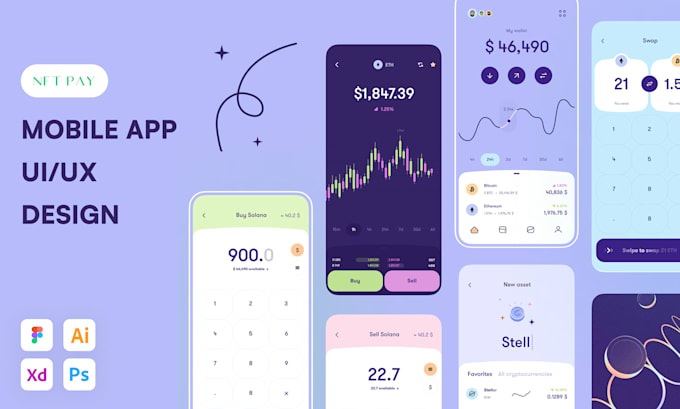 design mobile app uiux for IOS, android and web in figma, xd