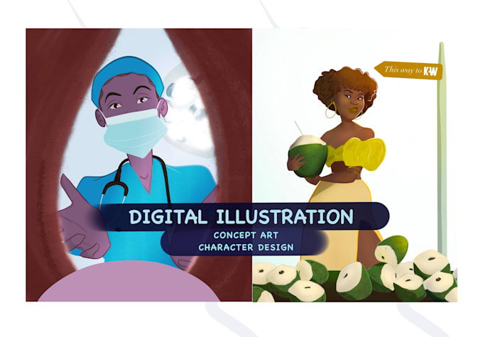 create digital character illustration or concept art