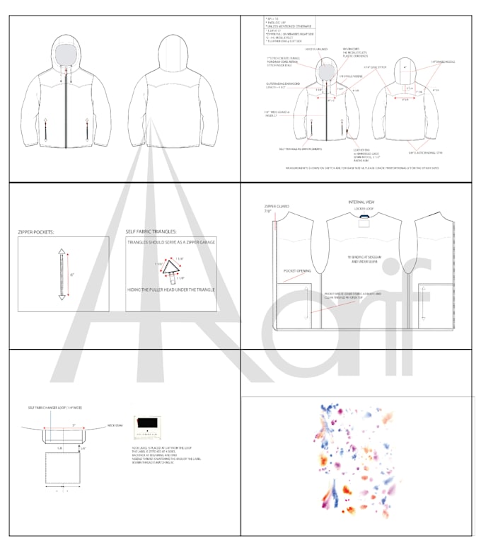 create professional clothing tech pack for production