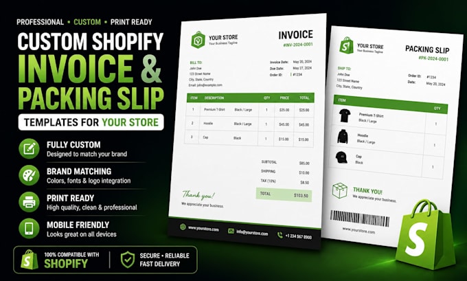 create shopify custom invoice and packing slip template for your shopify store