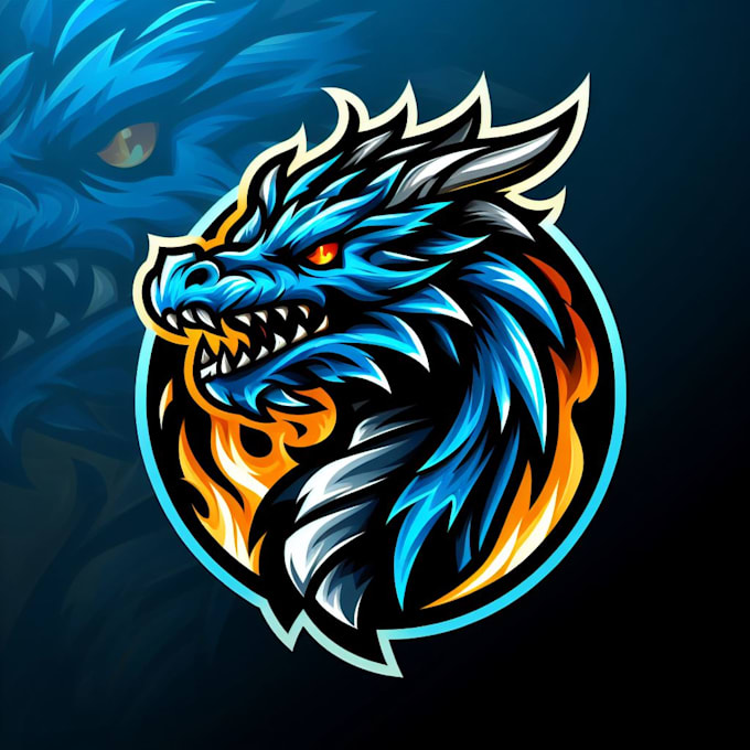 design outstanding fire blue dragon mascot logo with express delivery