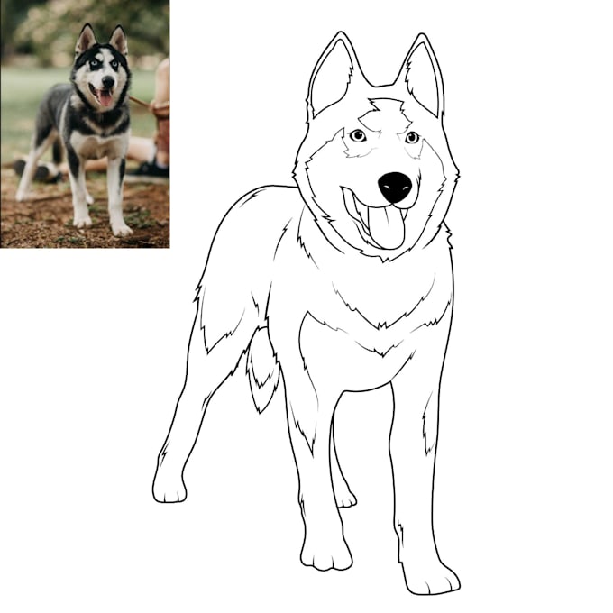 Draw vector line art illustration for your pet by Shelter4vector | Fiverr