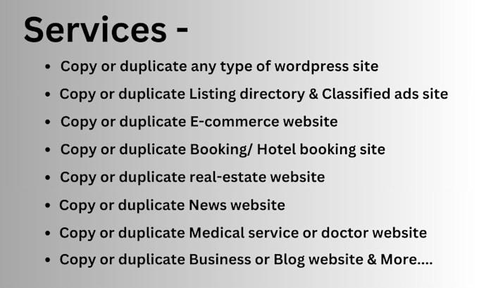 copy clone or duplicate any type wordpress website
