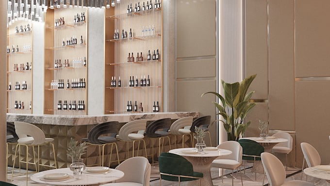 Design the interior of the restaurant in 3ds max by Sultanova_arzu | Fiverr