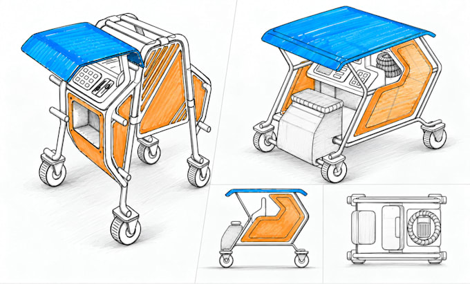 develop industrial design concepts and product sketches