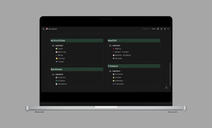 Design a life organizer notion template by Lentleofficial Fiverr