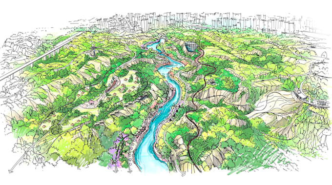 create architectural perspective and aerial birds eye views