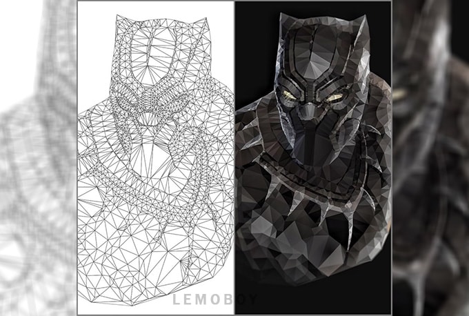 draw polygon art in a creative modern style