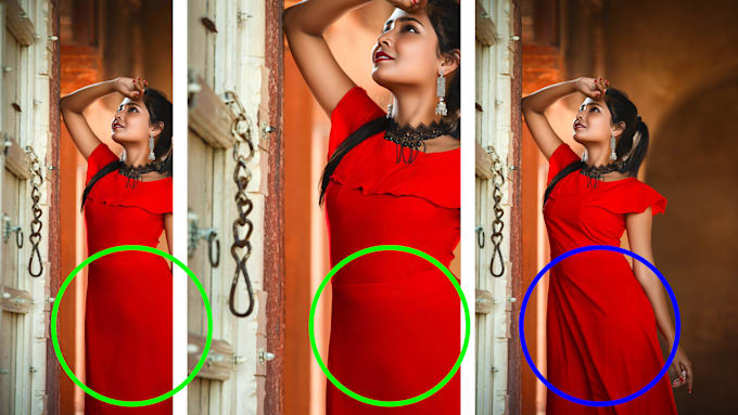retouch fashion model apparel, wrinkle removal on clothes