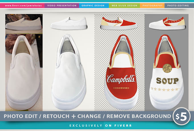 enhance 5 images and remove background using photoshop