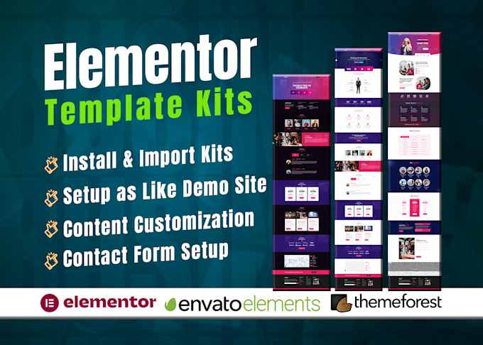 install, import themeforest or envato elementor template kits