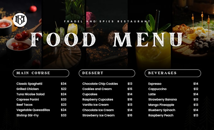 design amazing editable food restaurant menu